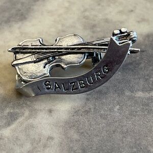 Vintage Pewter Salzburg Hat Brooch Pin Alpine